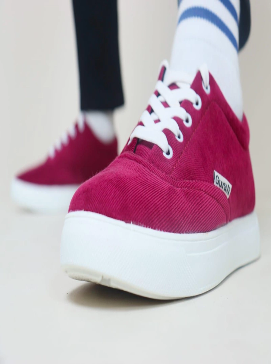 Gurali Cord Fabrics Premium Sneaker for Men - Wine Red