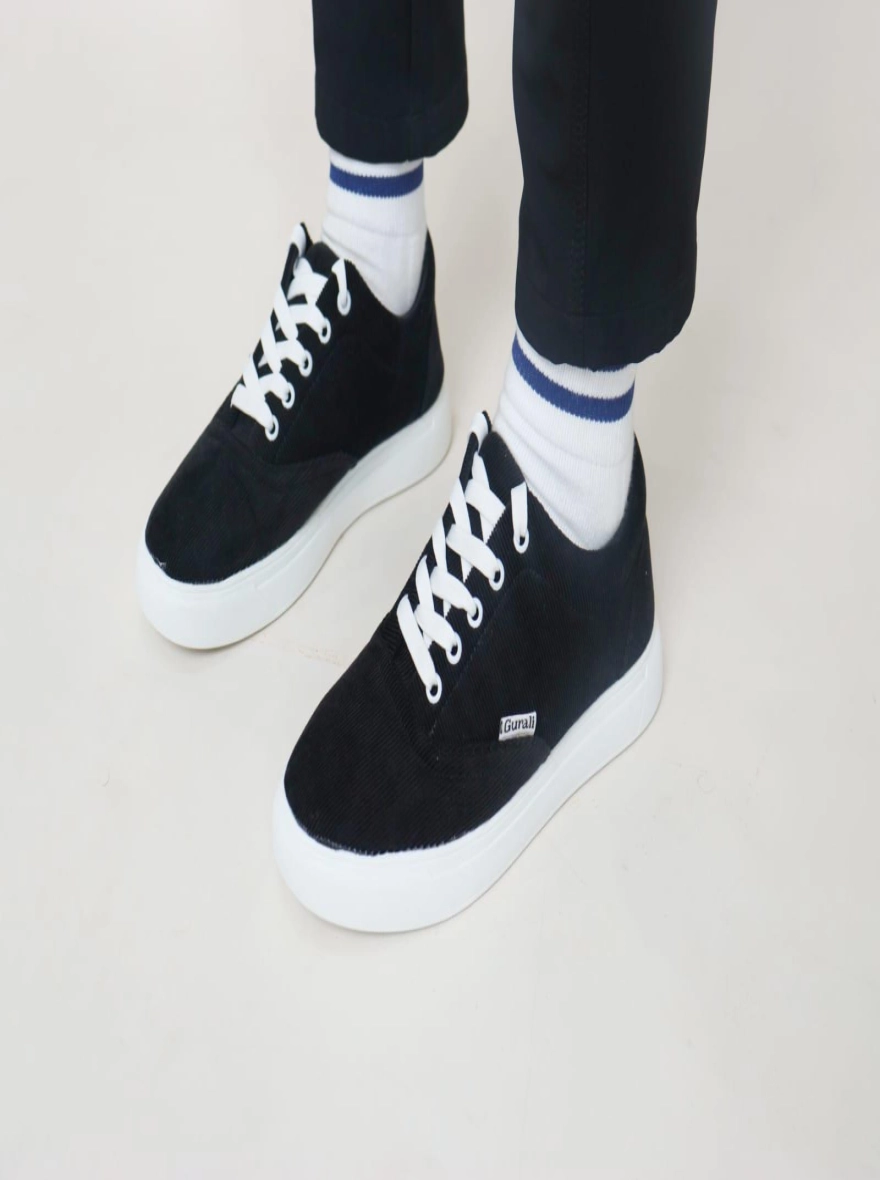 Gurali Cord Fabrics Premium Sneaker for Men - Black