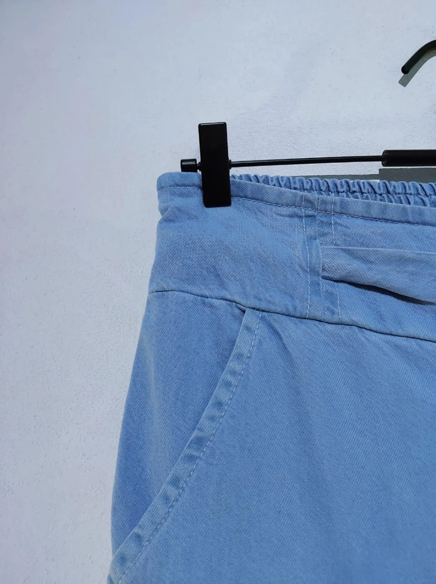 Urban Comfort Light Blue Wide-Leg Denim Palazzo Pant