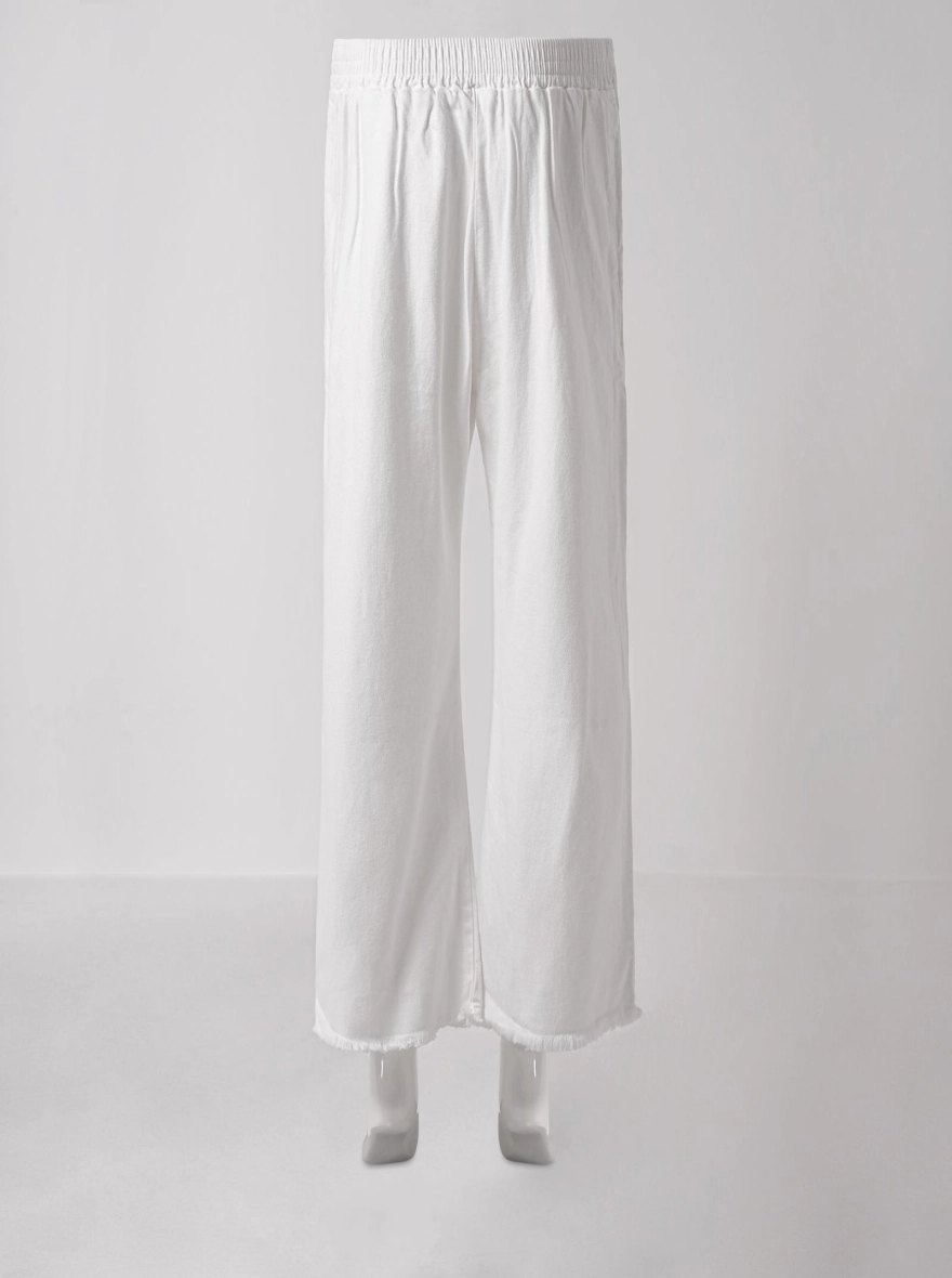 Urban Comfort Light White Wide-Leg Denim Palazzo Pant 