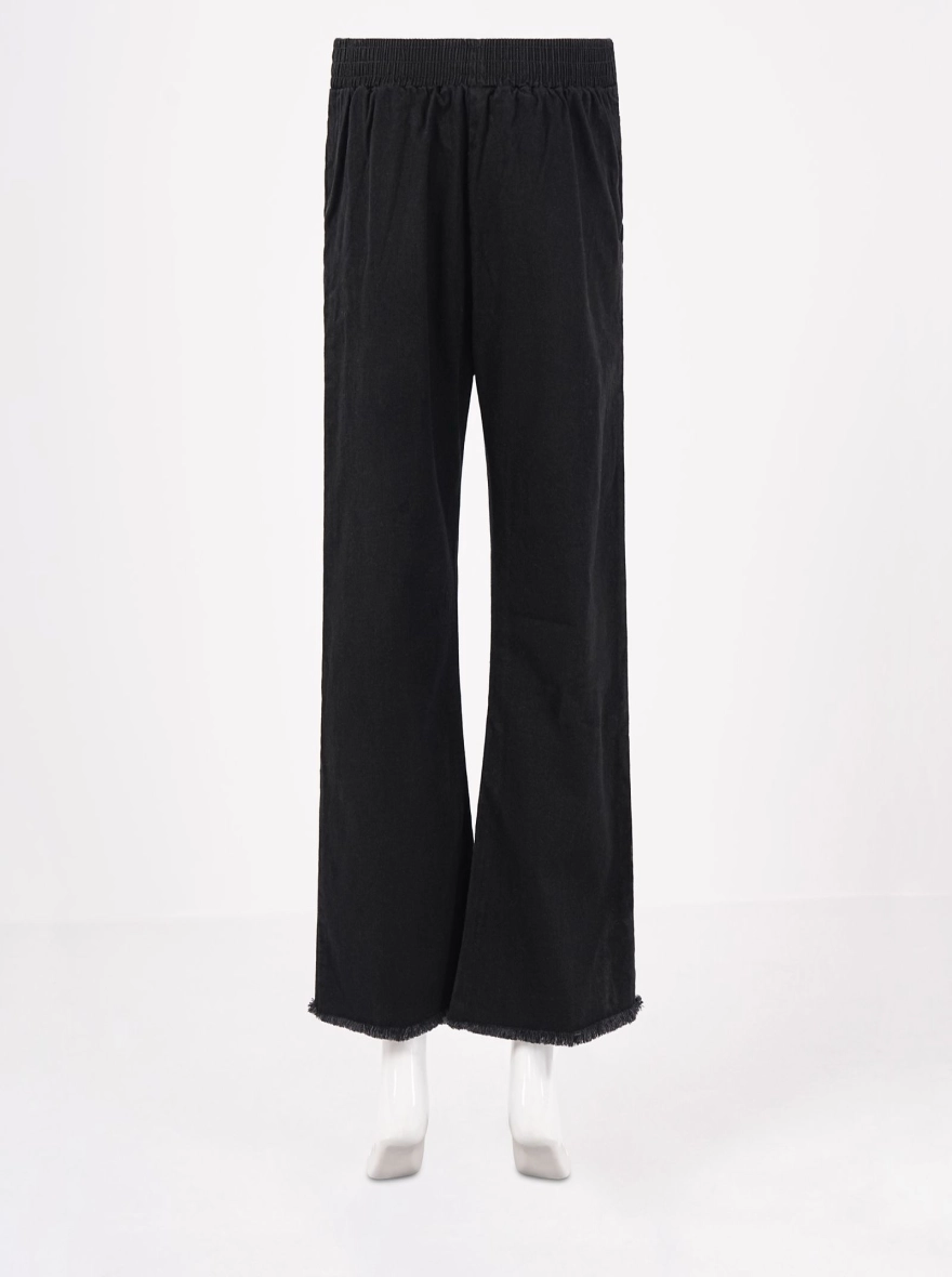 Urban Comfort Light Black Wide-Leg Denim Palazzo Pant
