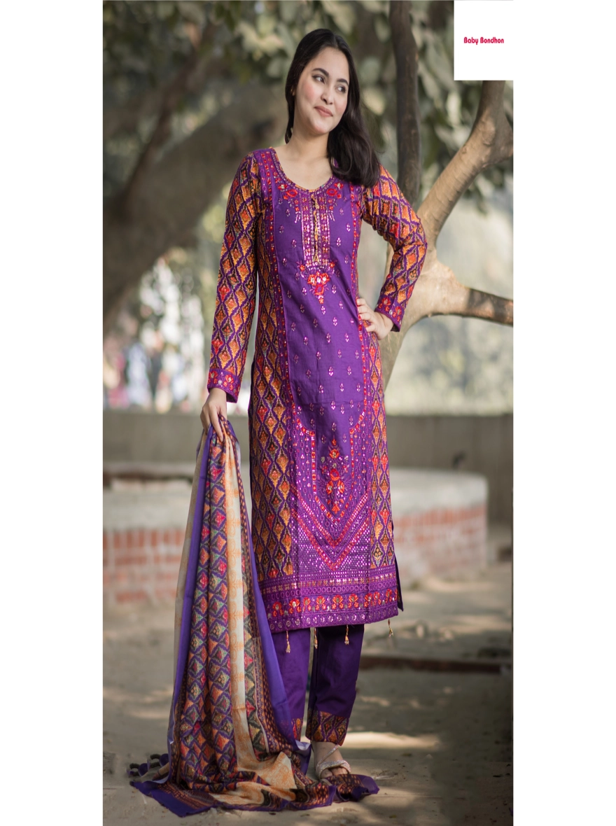 Women's Aarong Cotton Three Piece – 1000