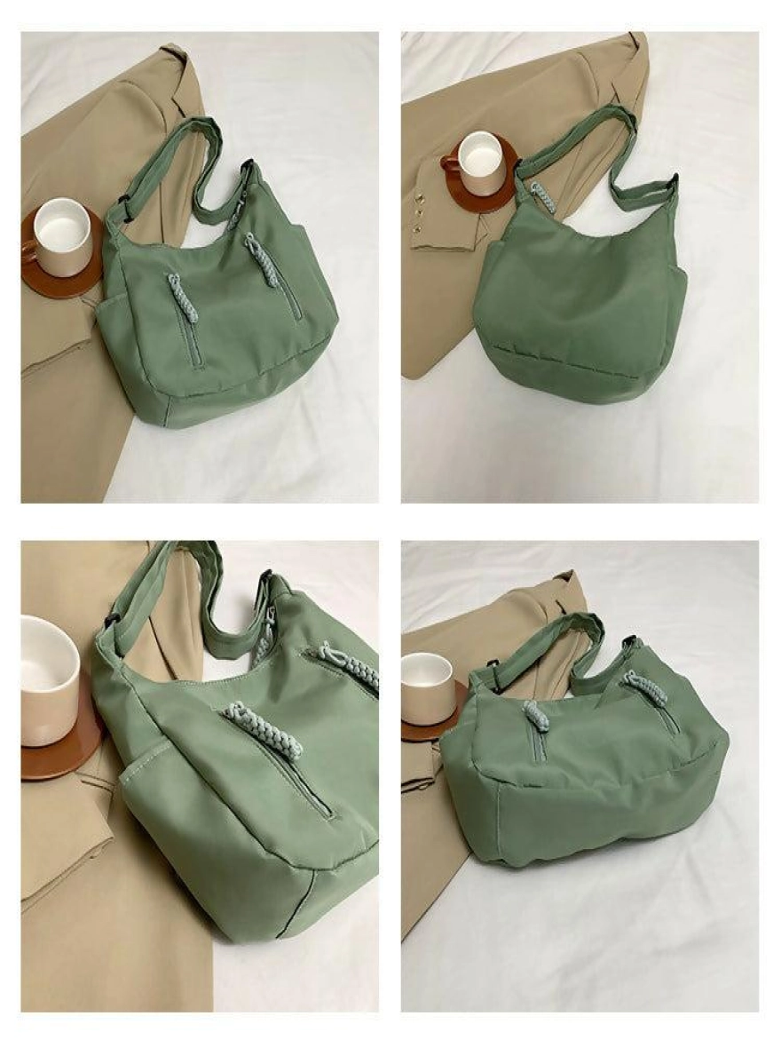 Trendy Nylon Fabric Waterproof Shoulder Bag with Multiple Front Pocket
