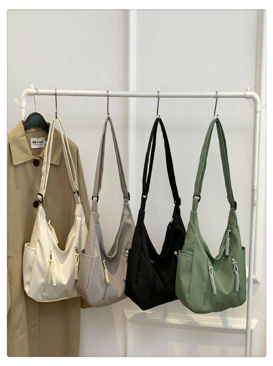 Trendy Nylon Fabric Waterproof Shoulder Bag with Multiple Front Pocket