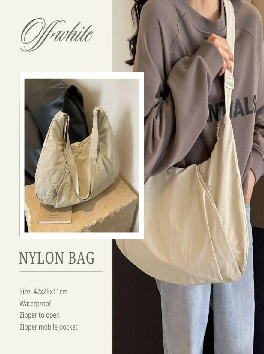 Lightweight Waterproof Nylon Tote Bag with Zipper for Women