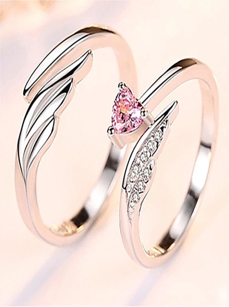 Simulated diamond premium resizable couple ring promise ring with free gift box