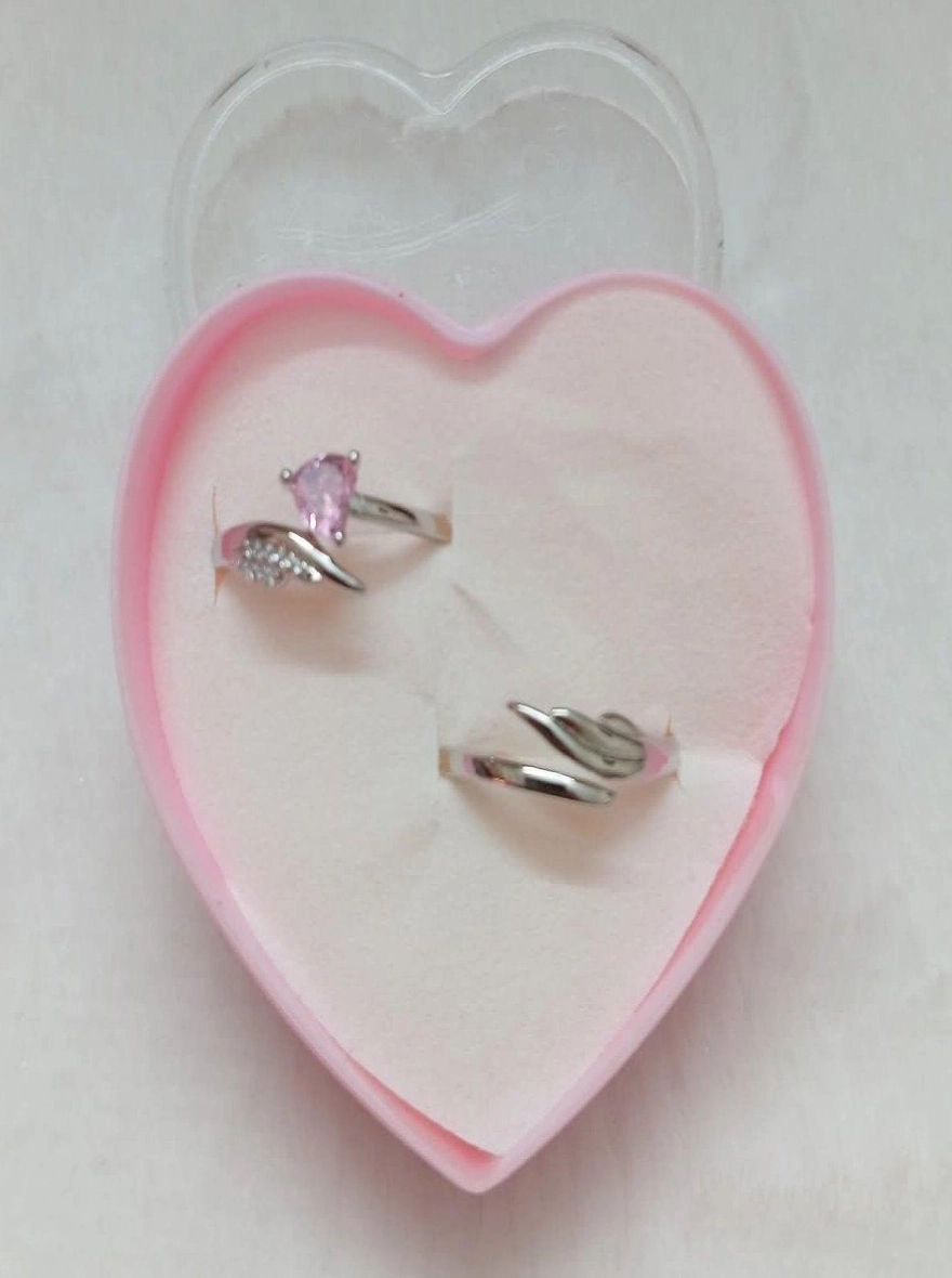Simulated diamond premium resizable couple ring promise ring with free gift box