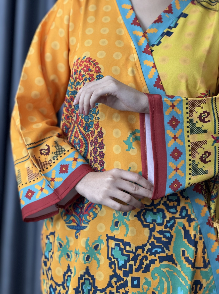 Golden Mustard Paisley Fusion Angrakha Kurti