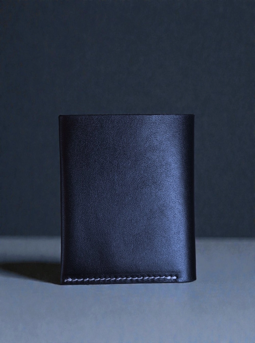 Zays Super Slim Bifold Leather Short Wallet Black and White Trade