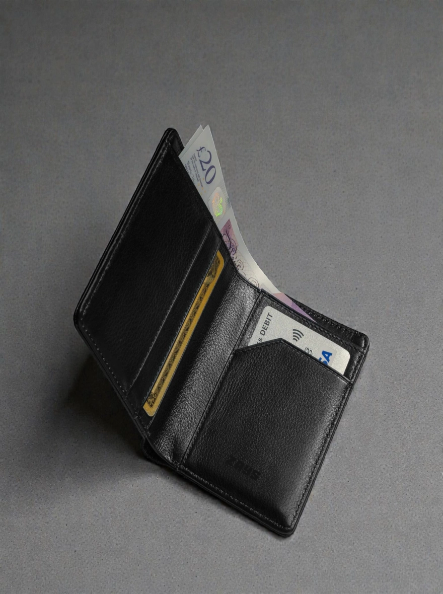 Zays Handcrafted Premium Leather Bifold Short Wallet Tread