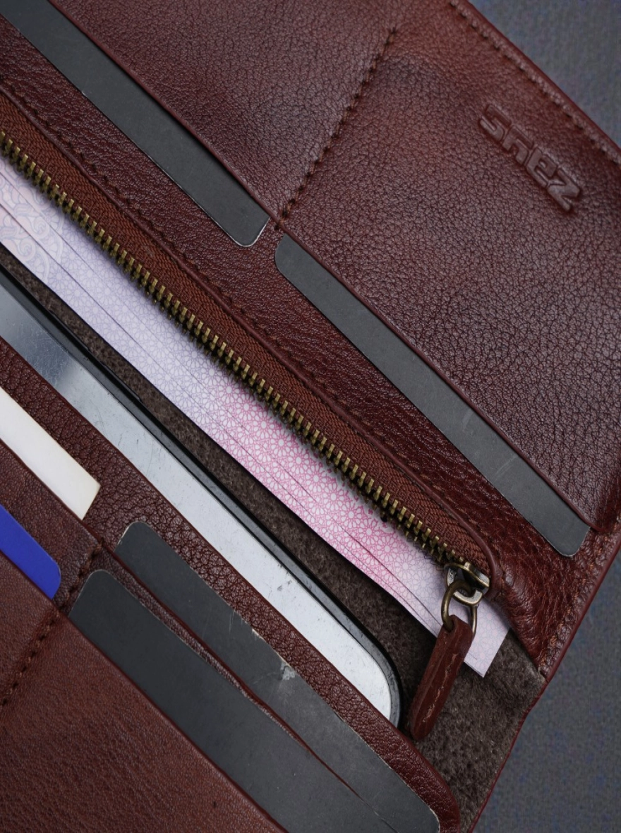 Zays Handcrafted Full-Grain Leather Long Wallet