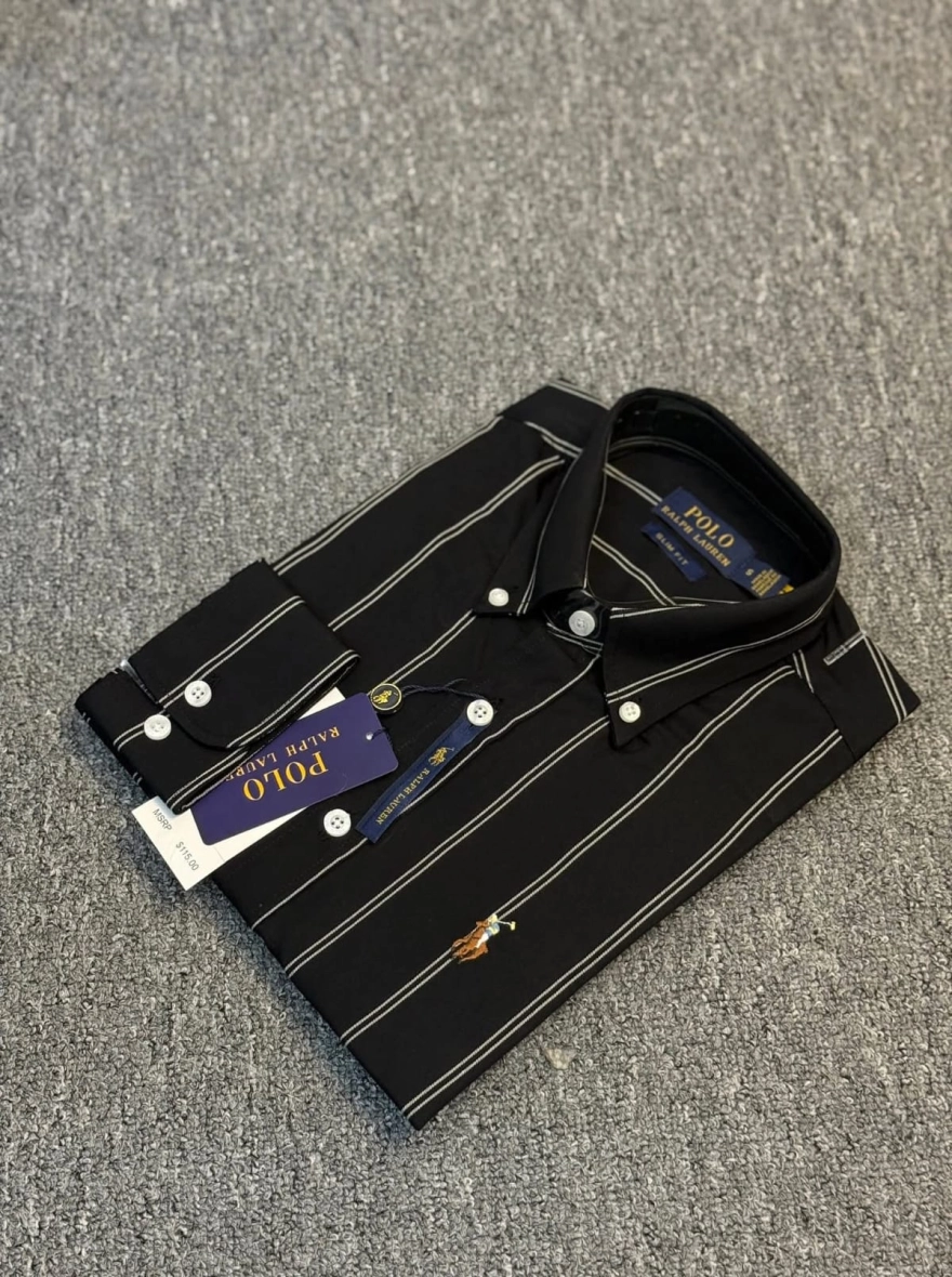 RL premium Black and white Stripe Shirt