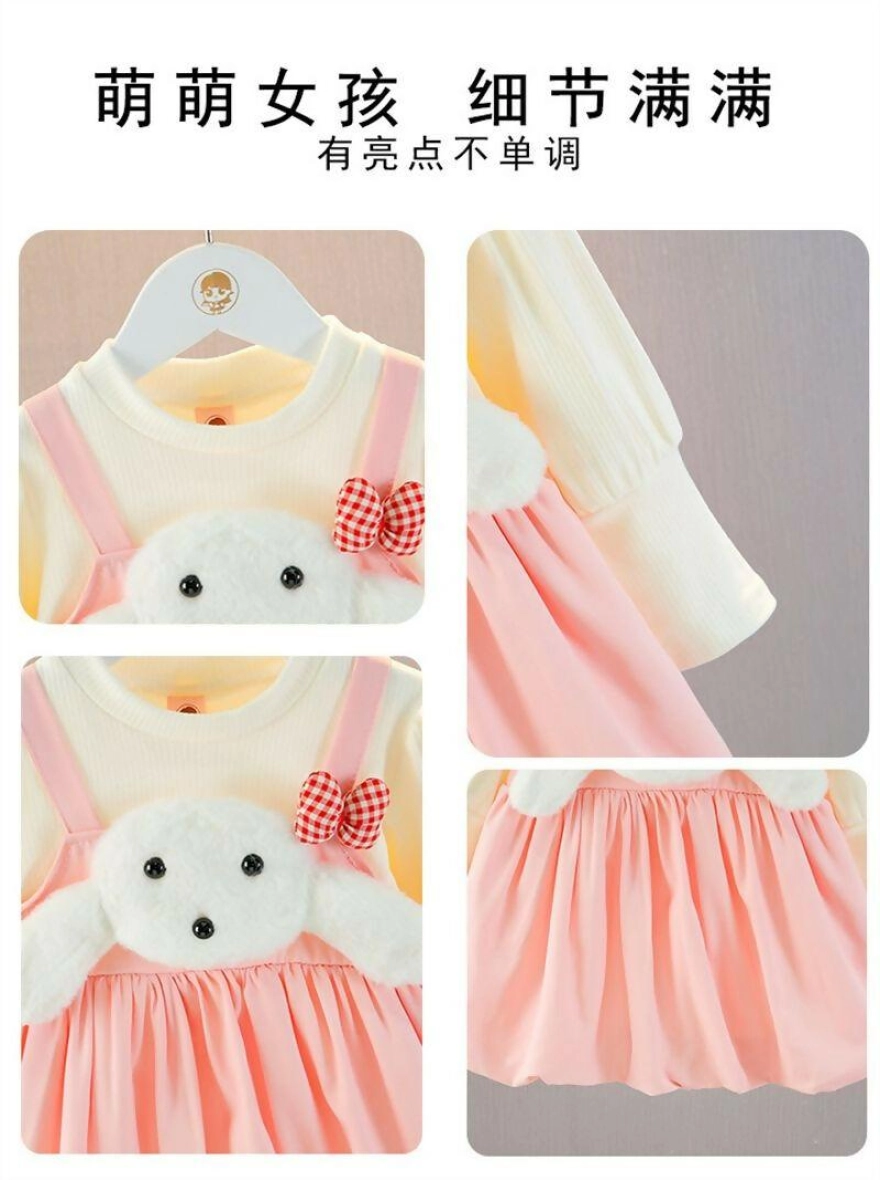 Imported Sweet A-class Cartoon Doll Girls Pink Winter Frock - China
