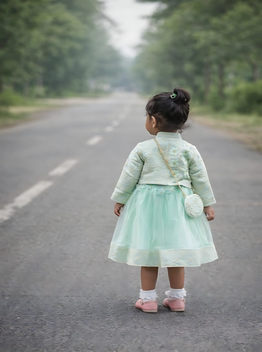 Imported China Pastel Green Frock with Jacket
