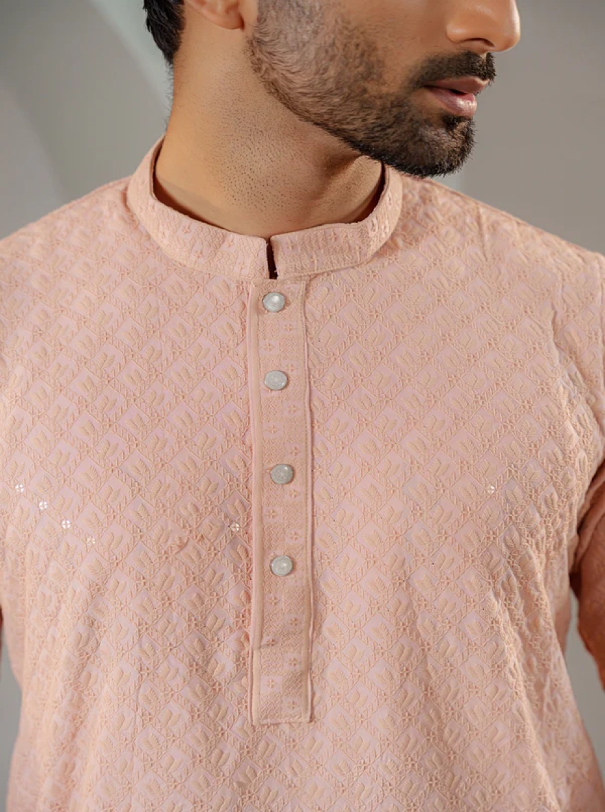 Ayaaz Embroidered Panjabi – Peach