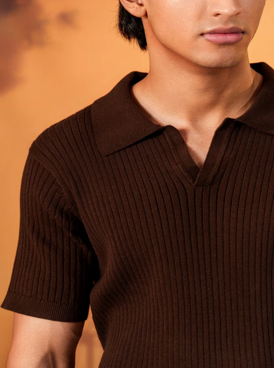 Napoli Brown Knit Polo