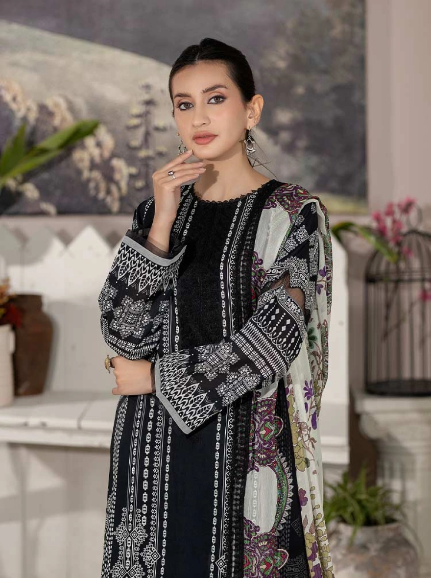 Binaas Varda Digital Printed Unstitched Lawn 3-Piece Suit - Olive & Magenta