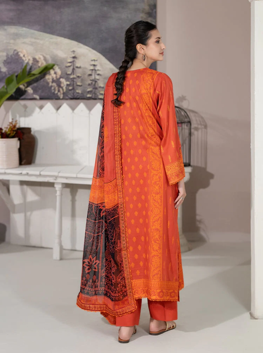 Binaas Varda Digital Printed Unstitched Lawn Three Piece Suit - Sunset Orange