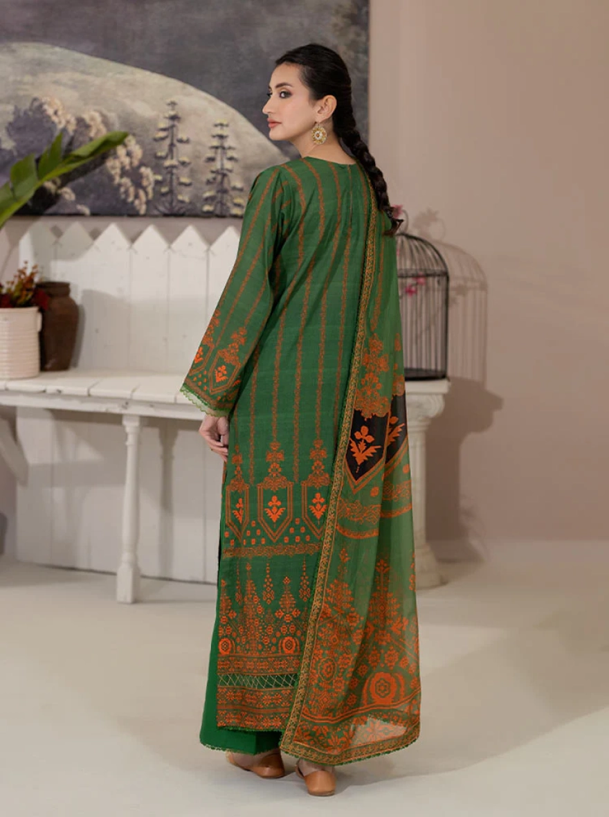Binaas Varda Digital Printed Unstitched Lawn 3-Piece Suit - Emerald Green