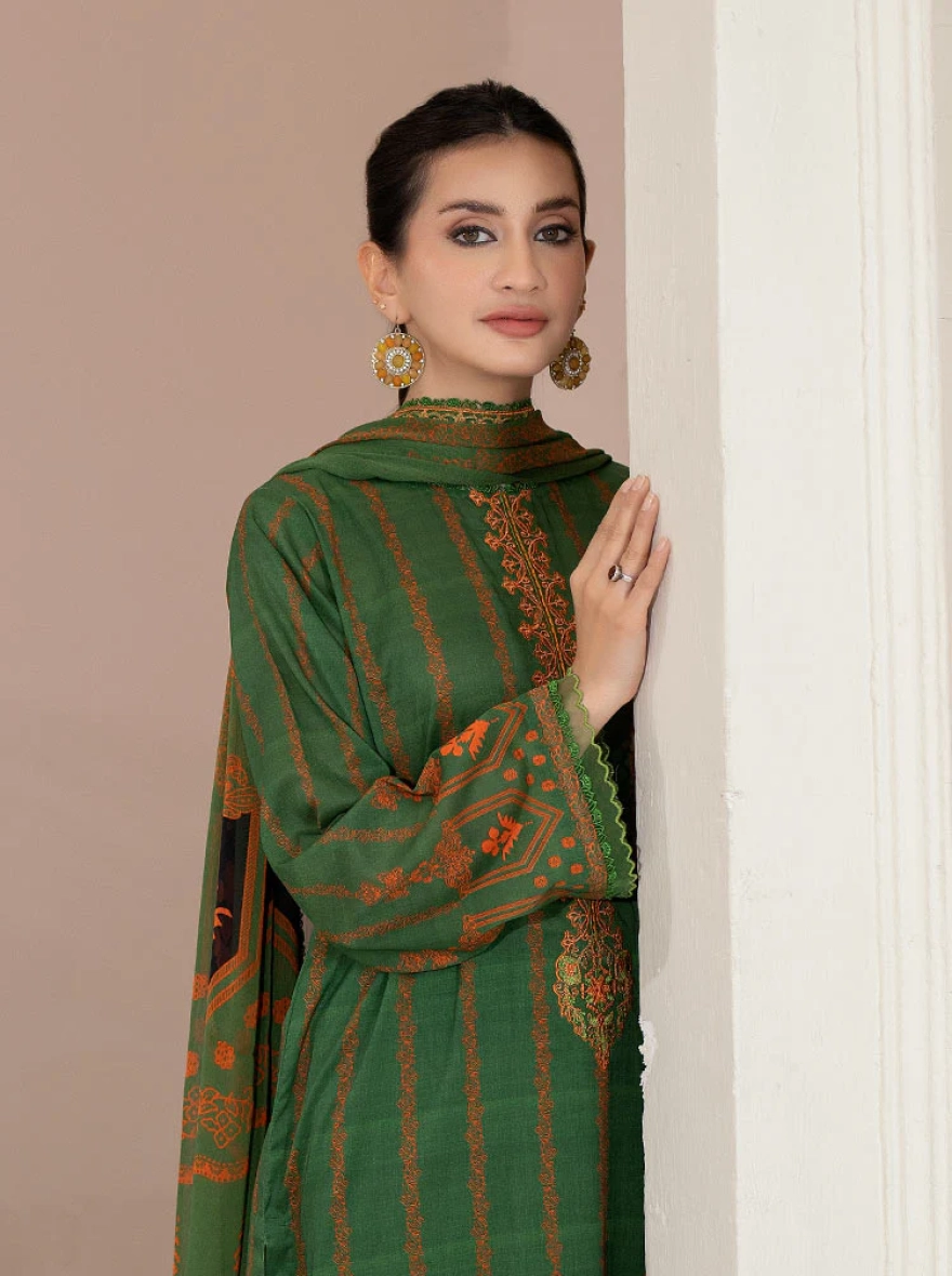 Binaas Varda Digital Printed Unstitched Lawn 3-Piece Suit - Emerald Green