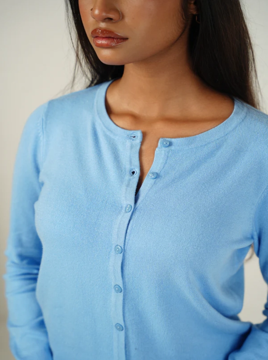 Elia Cardigan in Dusty Blue