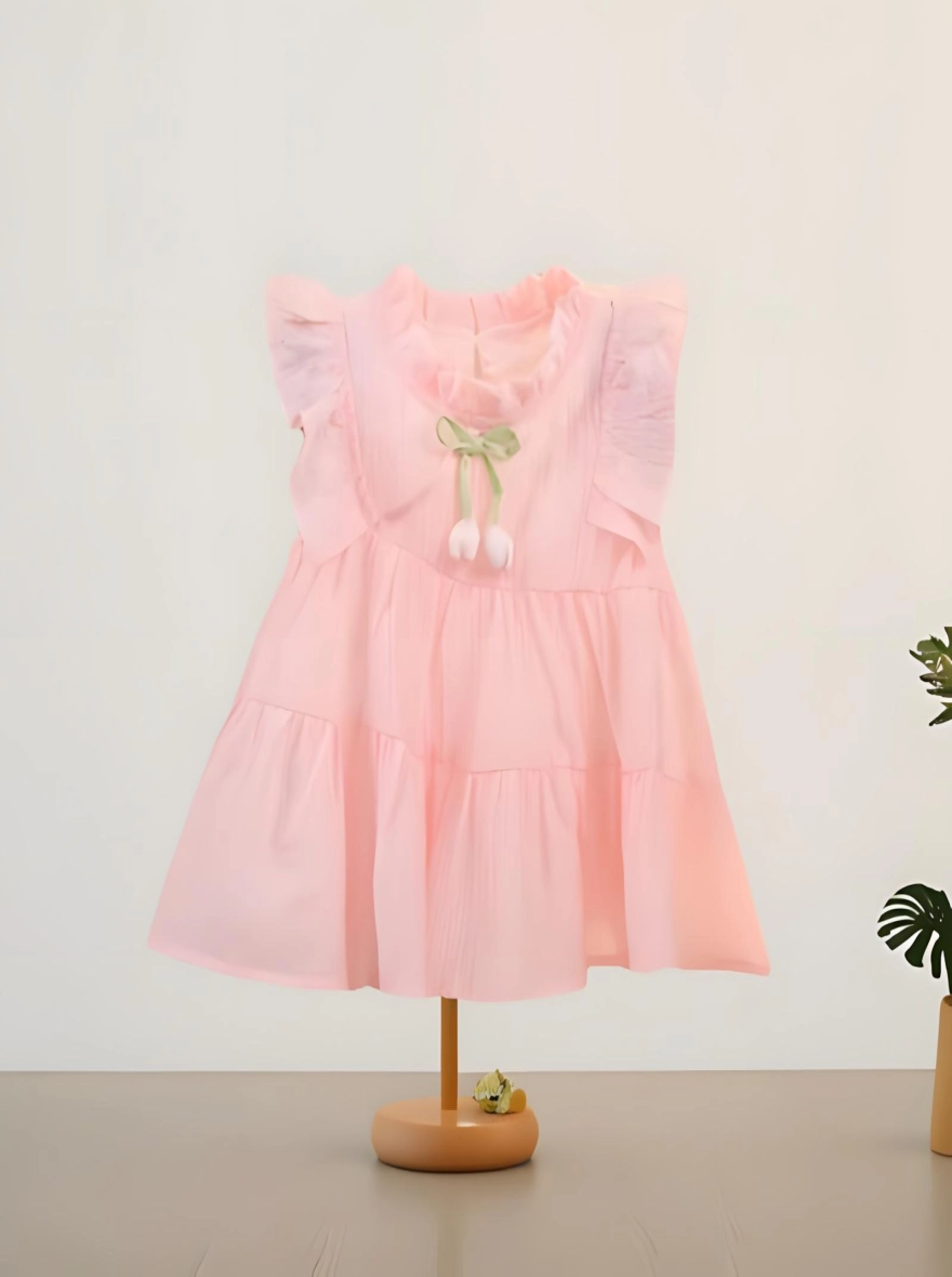 Imported Casual Cotton Pink Floral Premium Frock (China)