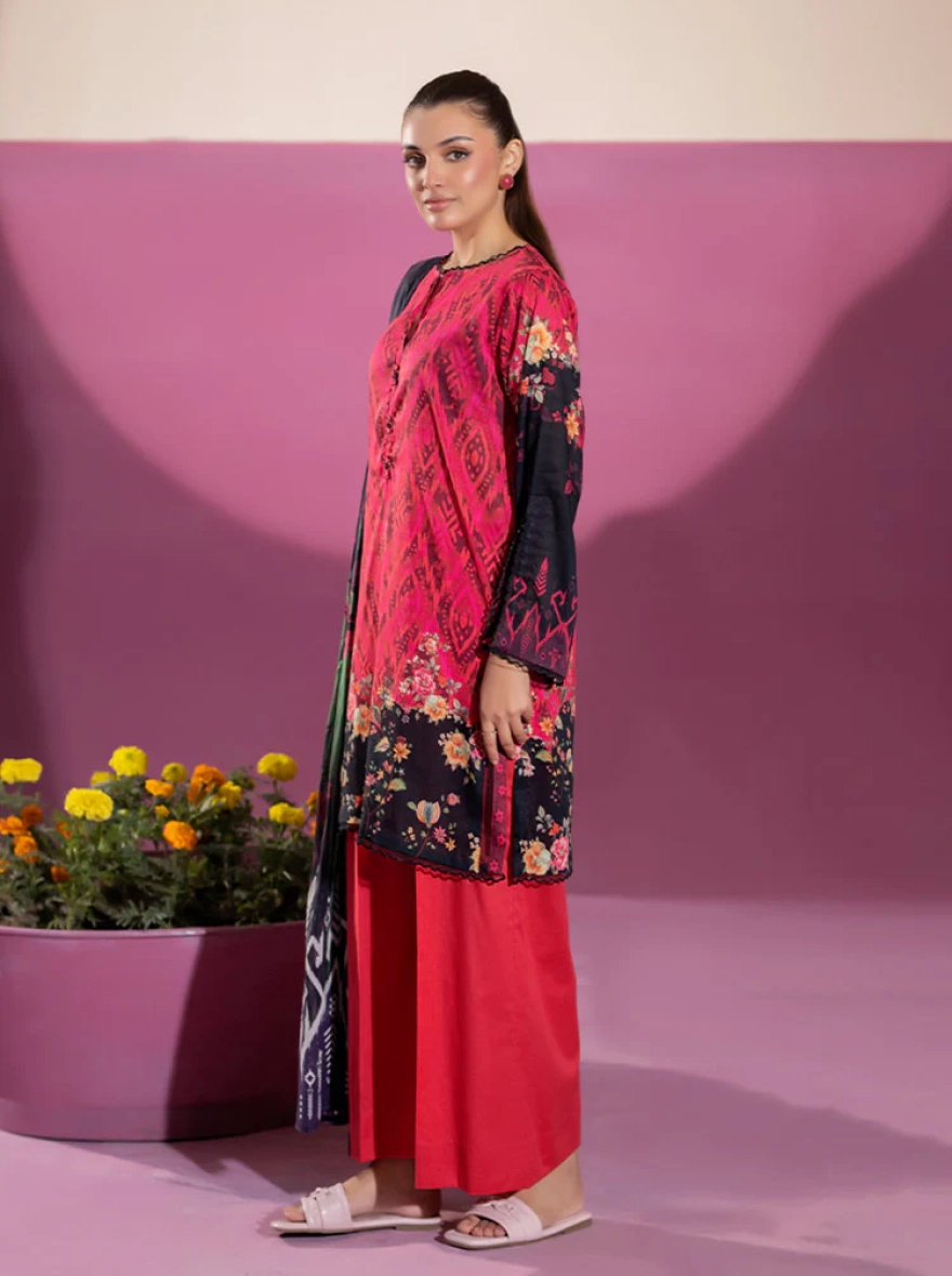 Binaas Ciel Magenta Ikat – 3 Piece Digital Printed Unstitched Lawn Suit