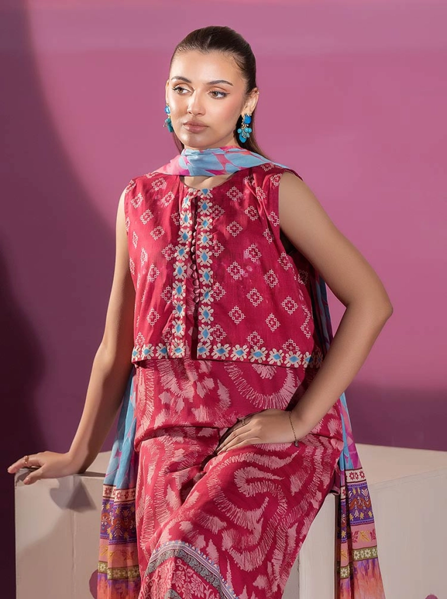 Binaas Ciel Terracotta Diamond – 3 Piece Digital Printed Unstitched Lawn Suit