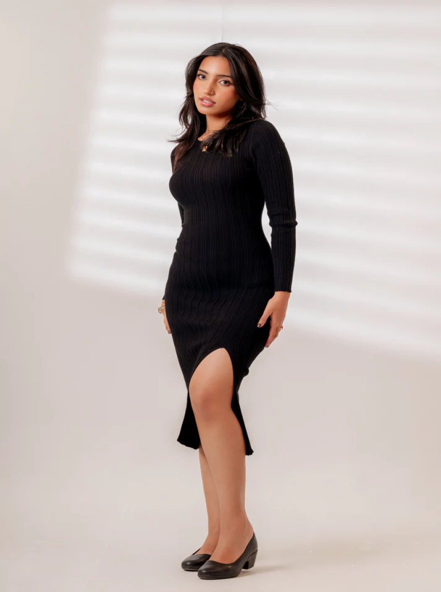 Alessandra Bodycon Dress (Black)