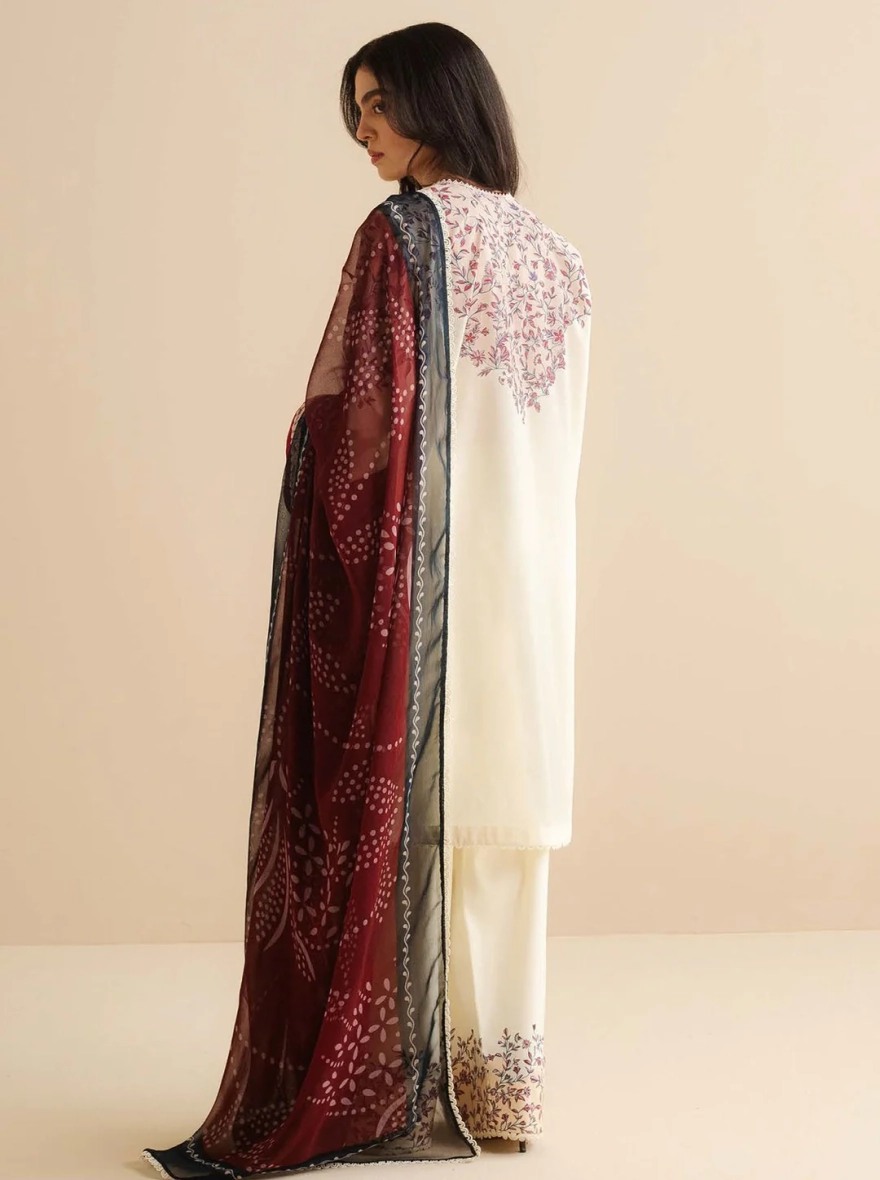 Zara Shahjahan Coco Print – Floral Blush Unstitched 3 Piece Suit