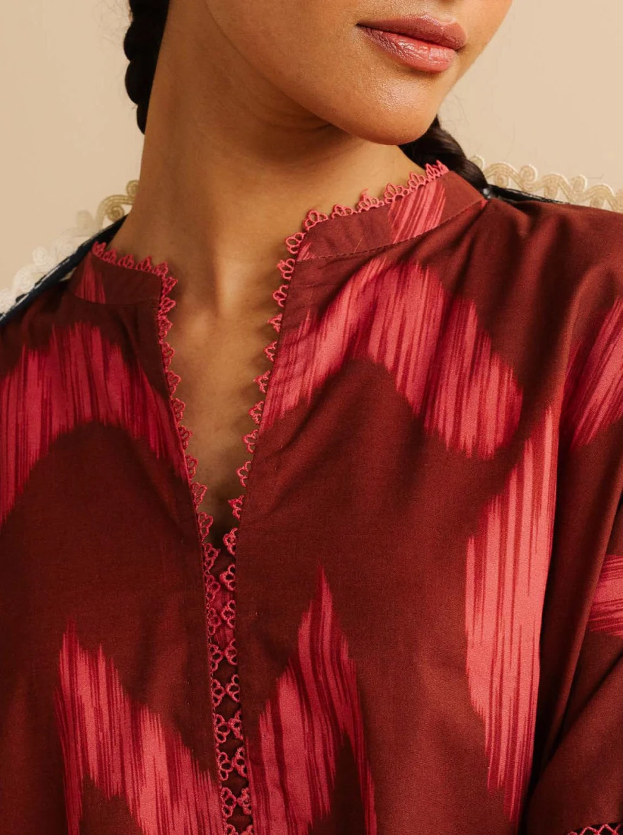 Zara Coco Print – Peach Floral Unstitched 3 Piece Suit