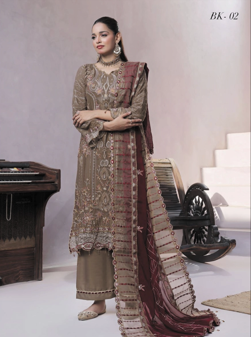 Dastaan by Khalid – Embroidered Chiffon 3-Piece Unstitched Suit