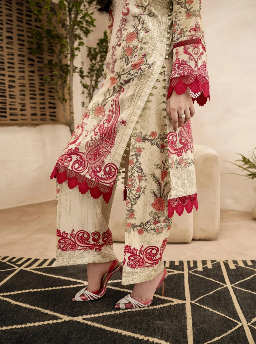 Firdous Special Edition – Azure 3-Piece Suit-Unstitehed
