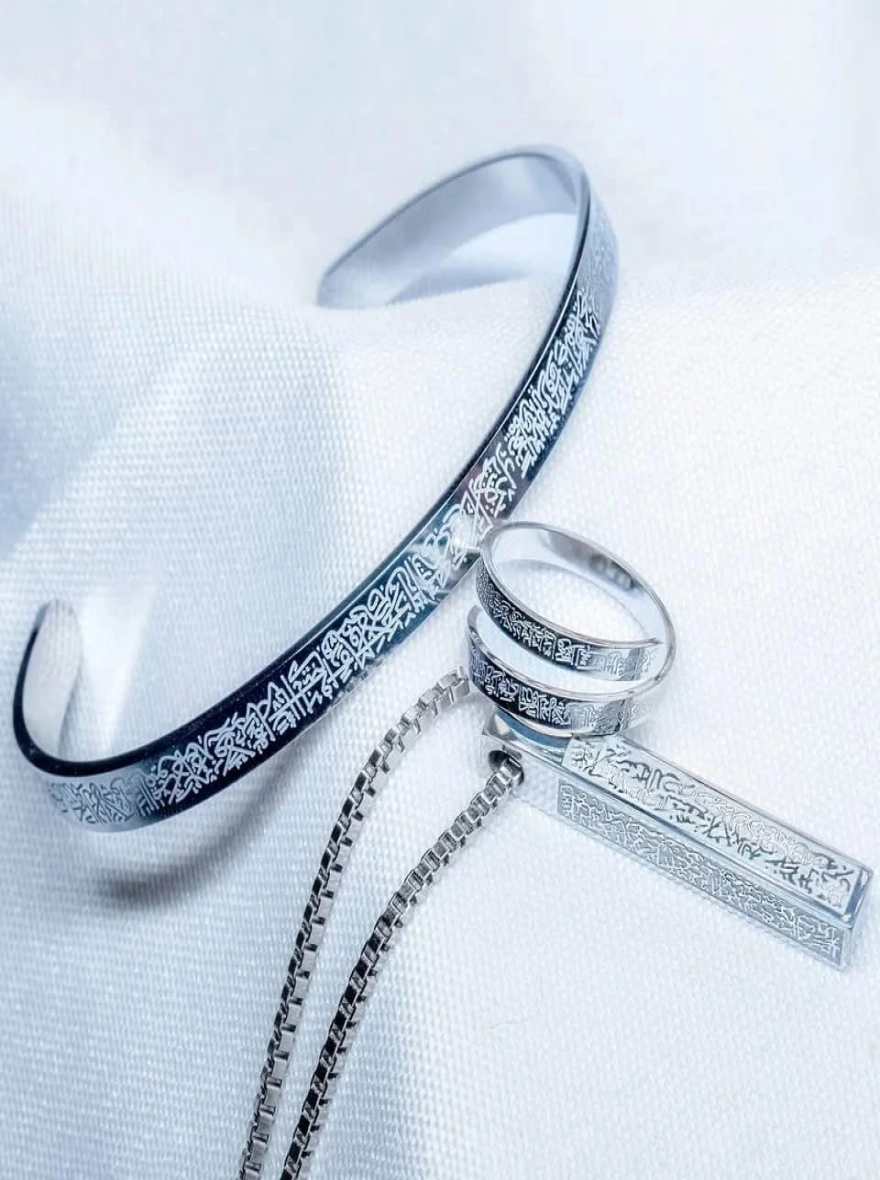 Ayatul Kursi 3-in-1 Spiritual Jewelry Combo Set-Silver