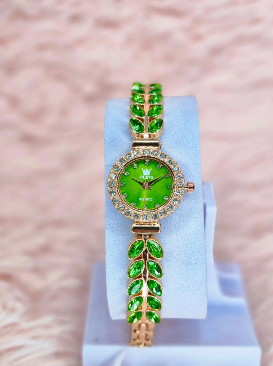 OLEVS Elegant Ceramic & Diamond Quartz Women’s Watch