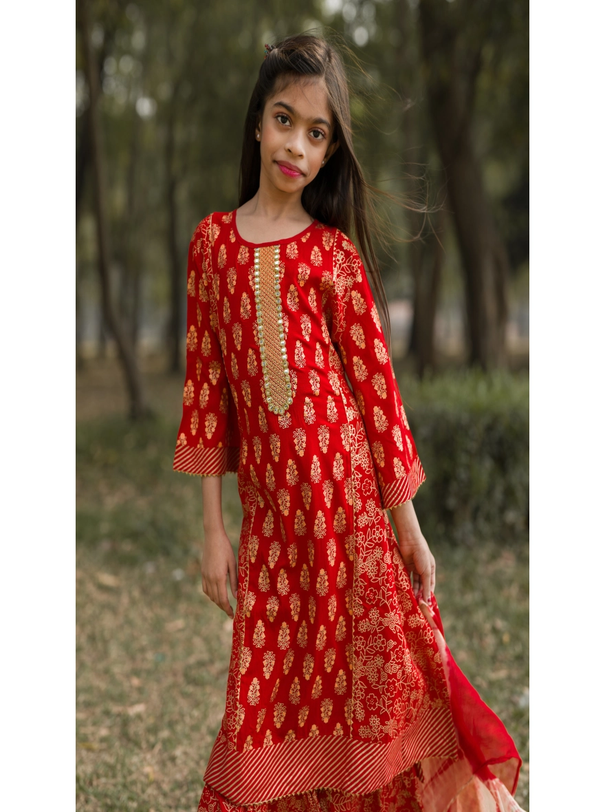 Baby, Girls Soft Cotton Three-Piece Set – Screen Print & Embroidery (1129)