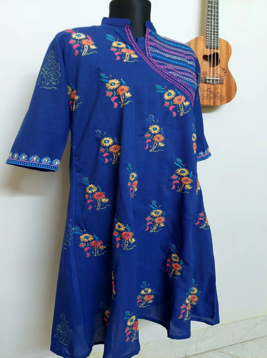 Amethyst Hand-Block Floral Cotton Kurti