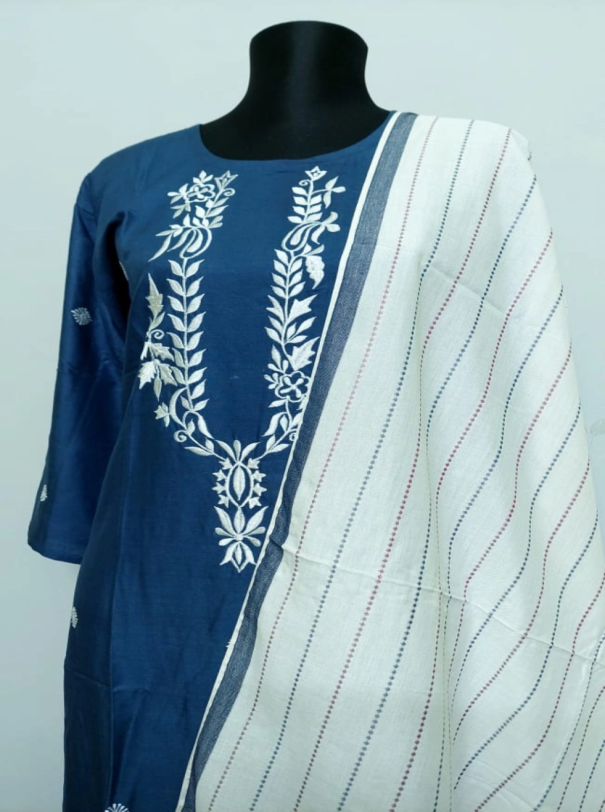 Amethyst Bloom Hand-Block Inspired Cotton Kurti