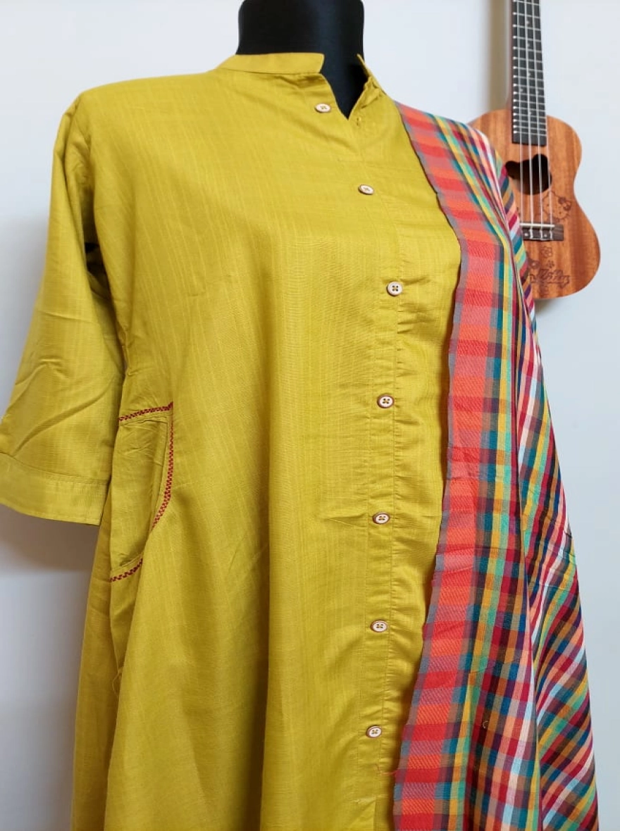 Golden Citron Minimalist Kurta Set