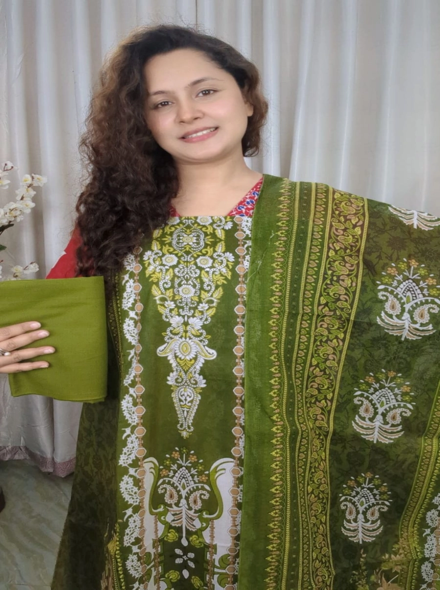 Premium Digital Printed Zam Zam Cotton Unstitched 3-Piece