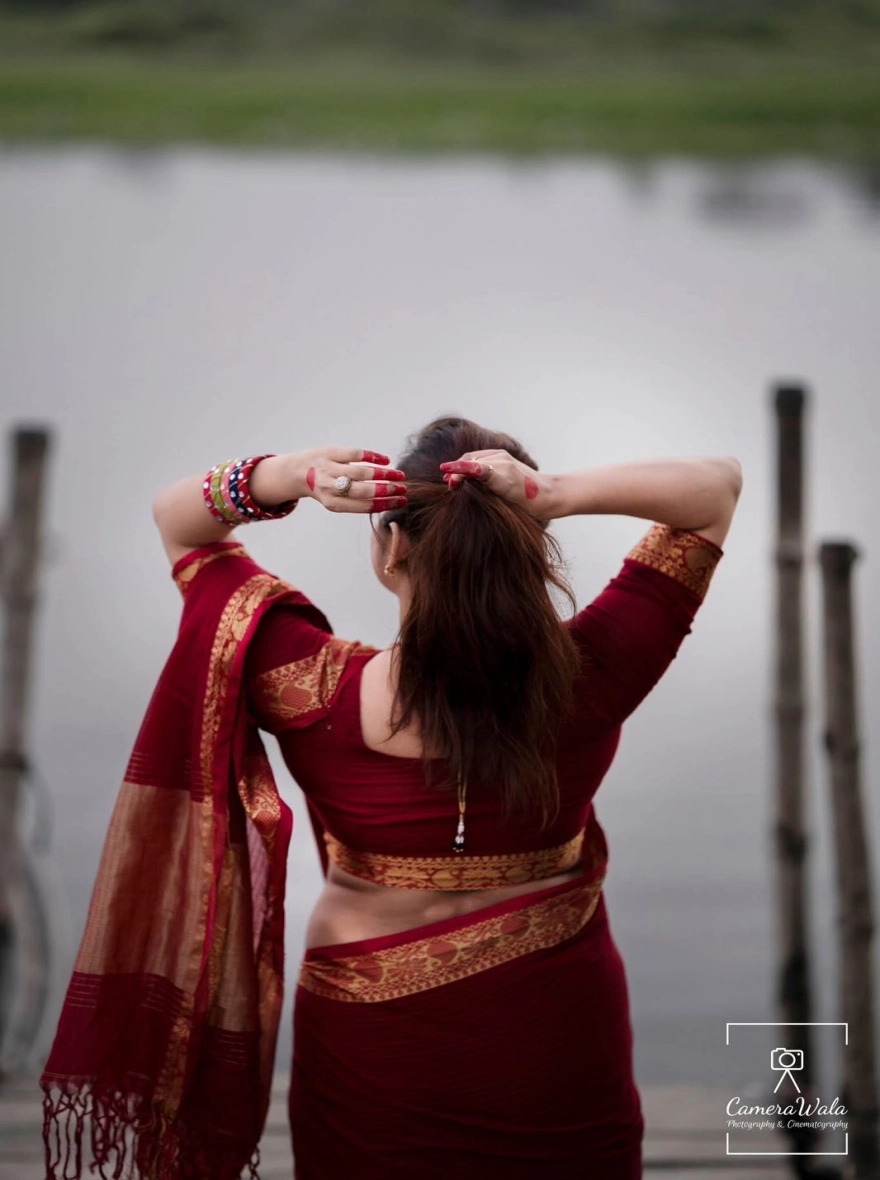 Women's Exclusive Cotton Nakshi Pair Saree - Elegant Maroon Traditional Wear