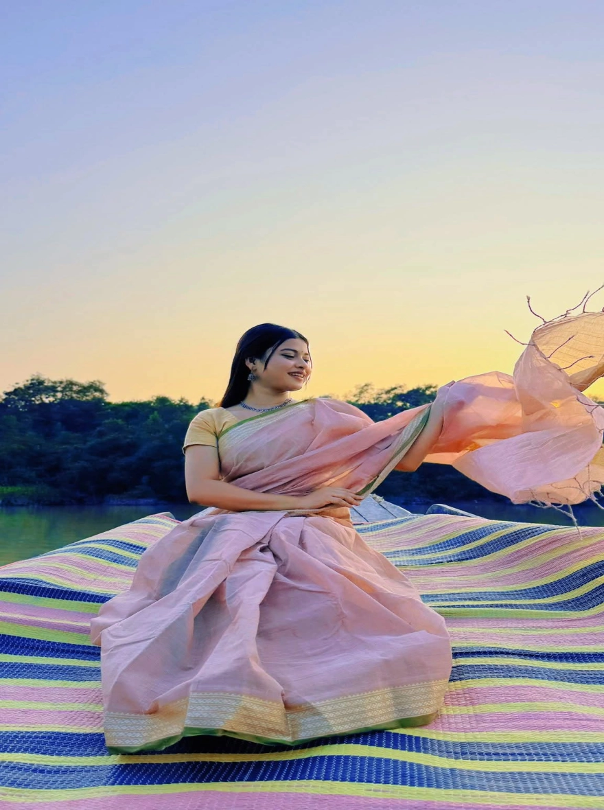 Women's Trendy and Fashionable Tangail Tat HalfSilk Nakshi Pair Saree – Vibrant Multi-Color Festive Edition