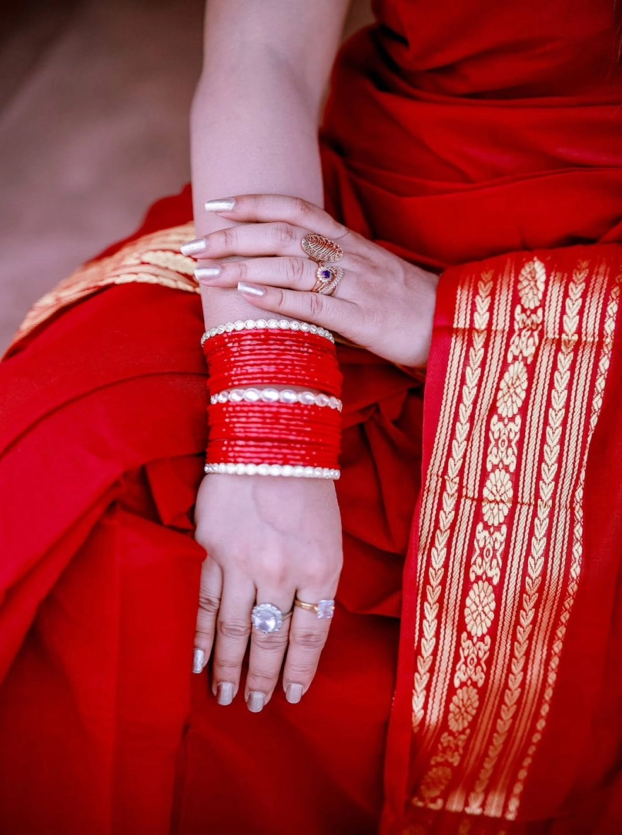 Women's Fashionable Tangail Tat HalfSilk Nakshi Pair Saree – Timeless Maroon & Gold