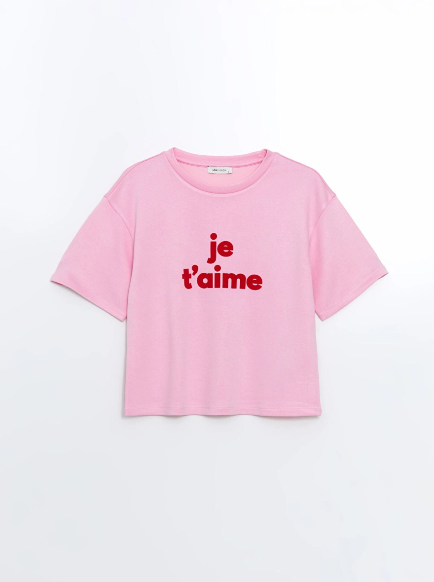 JE T'AIME Ladies Oversized Sweat Tee | Pink