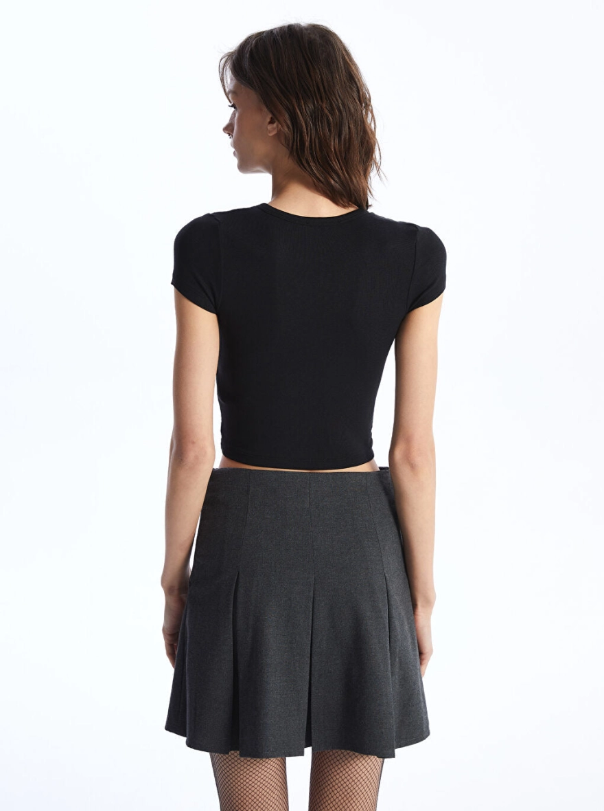 Crew Neck Women's Tops | Viscose Black | See Through