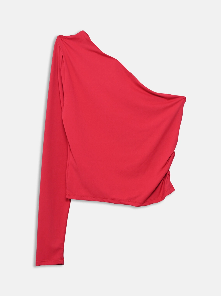 Slash Neck Crop Top | Chilli Red