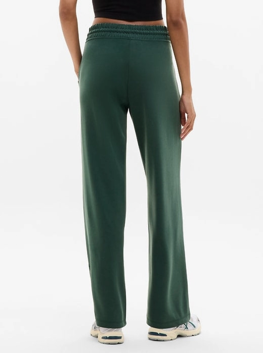 Ladies High Rise Wide Leg Joggers Green | Cotton Recycled Polyester Joggers for Women