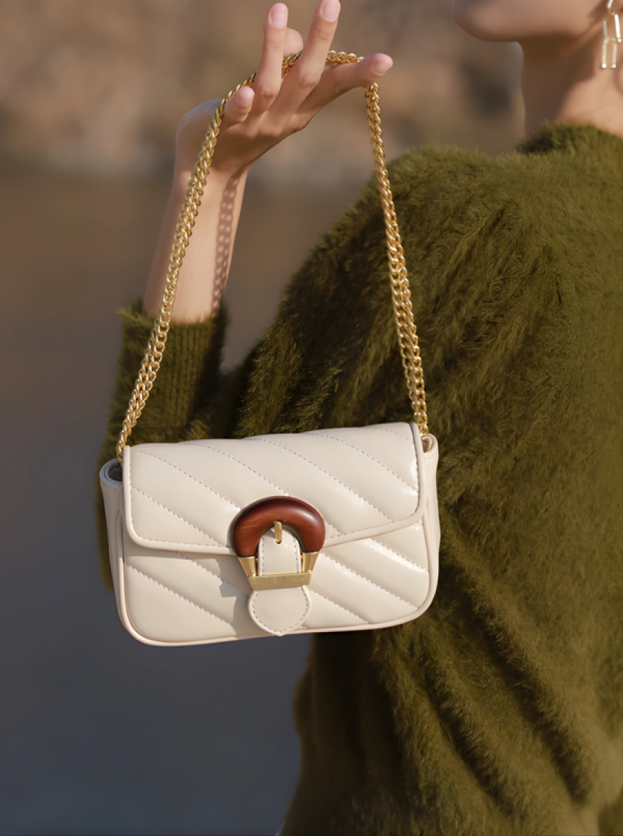 Chanel-Style Embroidery Chain Textured Crossbody Mini Bag