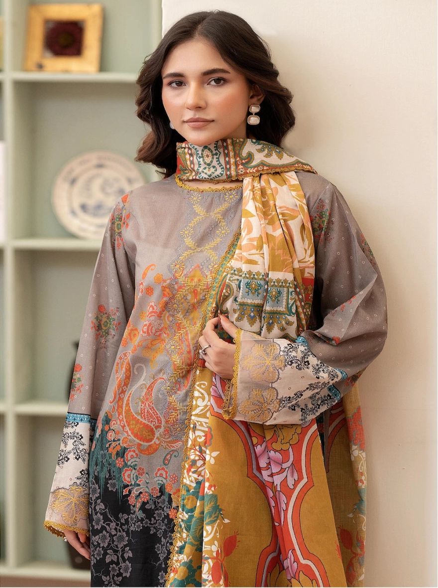 Pakistani Morja by Gulljee – 3 Piece Embroidered Printed Lawn Suit-Unstitched
