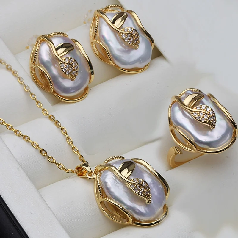 Mother of Pearls combo Set Silver color